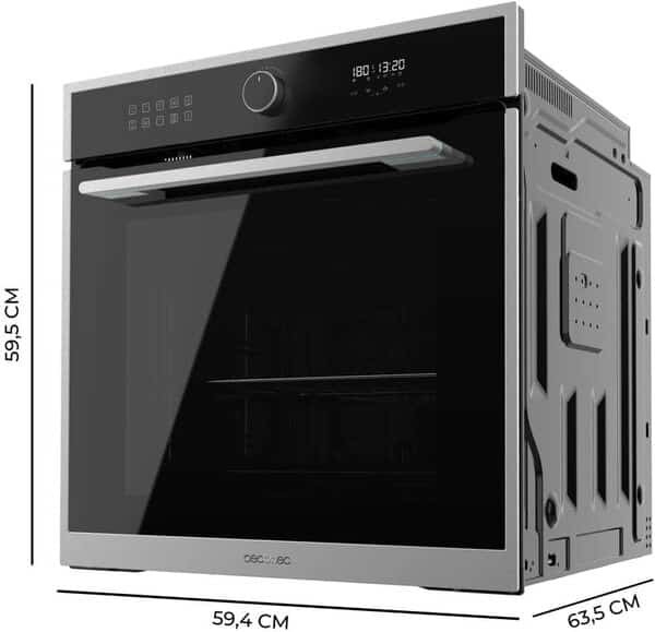 Cecotec Four Encastrable Multifonction 60 cm Bolero Hexa AF316000 Edge A. 3400 W, Capacité de 81 L, 11 Fonctions avec Airfryer Master, Pizza Master, Steam Assist, Steam EasyClean, 3D Cooking, Defrost [Classe énergétique A]
