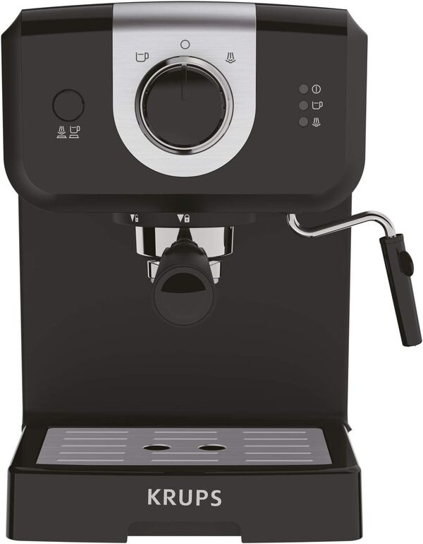 KRUPS Machine expresso café moulu, Cafetière expresso, 2 tasses en simultané, Pression 15 bars, Buse vapeur pour Cappuccinos et eau chaude, Opio noire XP320810