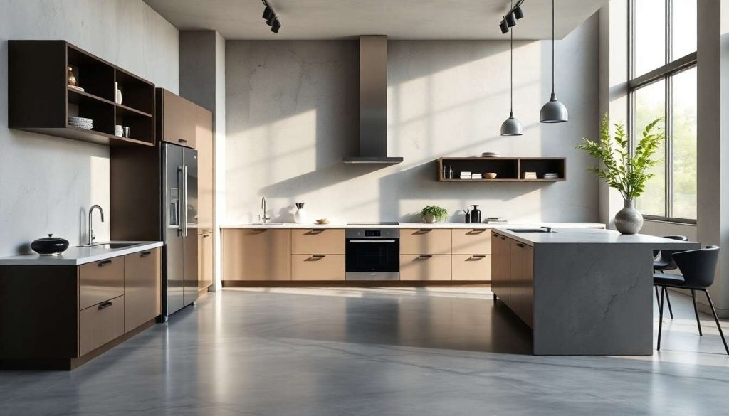 Béton ciré : élégance urbaine dans votre cuisine