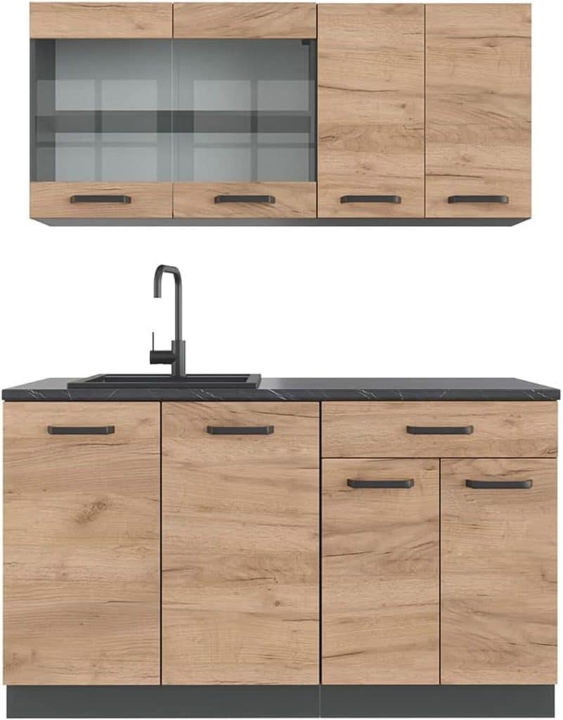 Test de la cuisine Vicco R-Line 140 cm chêne doré/anthracite