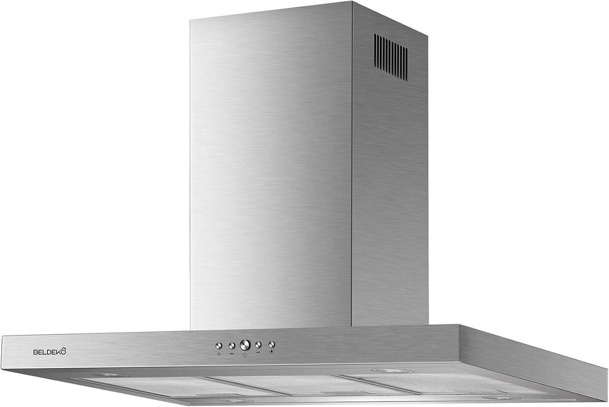 Test de la hotte îlot INOX 90 cm : performance à 553 m3/h