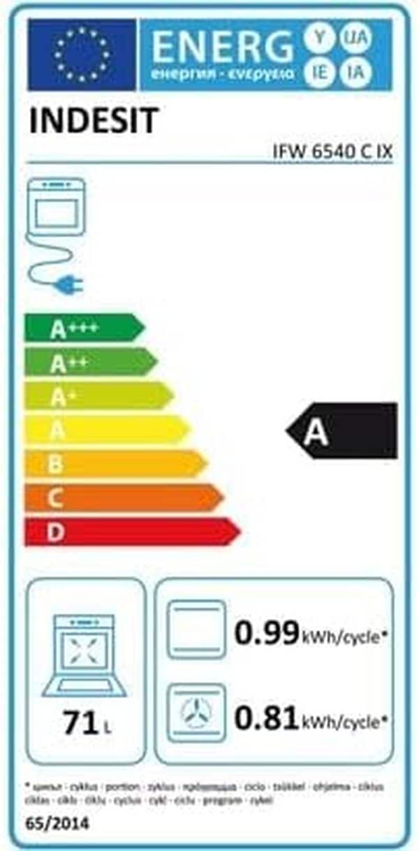 INDESIT Four encastrable catalyse IFW6540CIX, 71 litres, 8 modes de cuisson