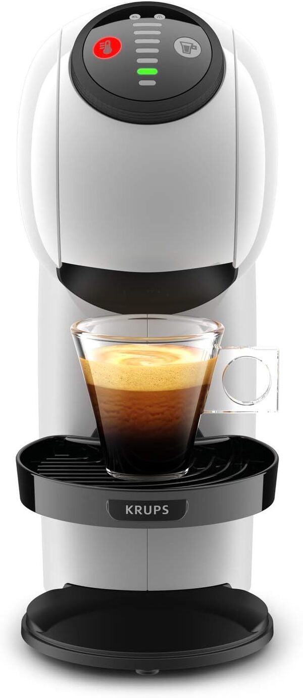 Krups Nescafé Dolce Gusto Machine à café, Cafetière capsules, Fonction XL, Intuitive, Boissons froides ou chaudes, Mode éco, Témoin de détartrage, Genio S Blanc KP240110