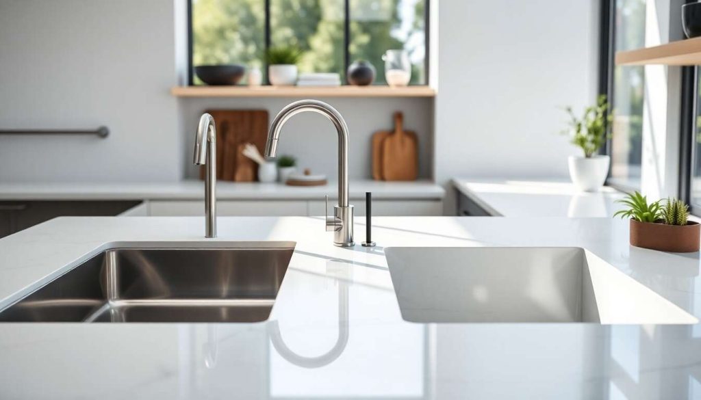 Comparaison des éviers inox et céramique
