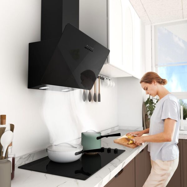 FIREGAS Hotte aspirante 60 cm, avec LED, moteur sans brosse, silencieuse, hotte aspirante puissante, hotte inclinée avec efficacité A++ [Classe énergétique A++]