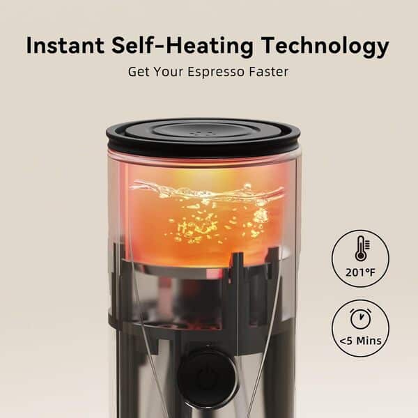 CERA+ Cafetière portable avec batterie, poudre de café et capsules NS pour machine à expresso auto-chauffante avec étui de transport pour campeurs de voyage