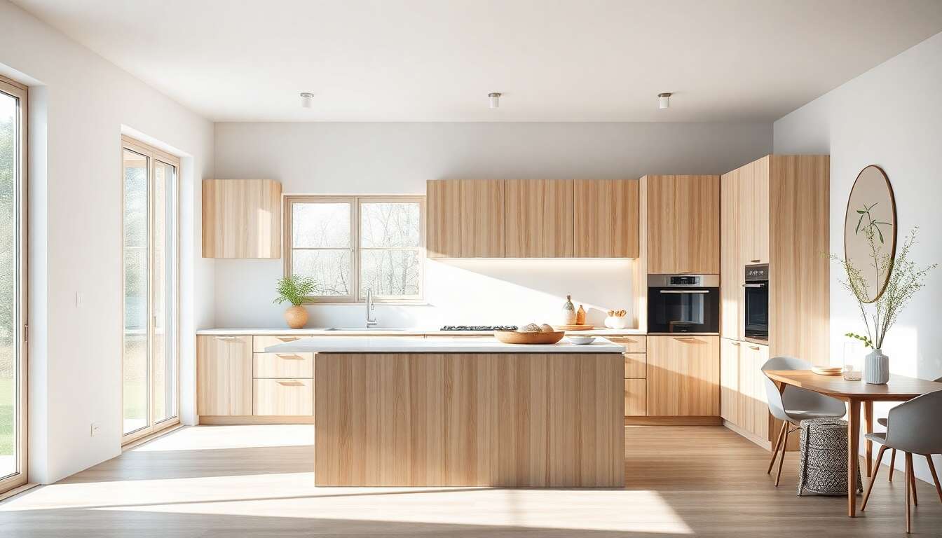 Tendances actuelles : int&eacute;grer le bois blond dans des cuisines modernes