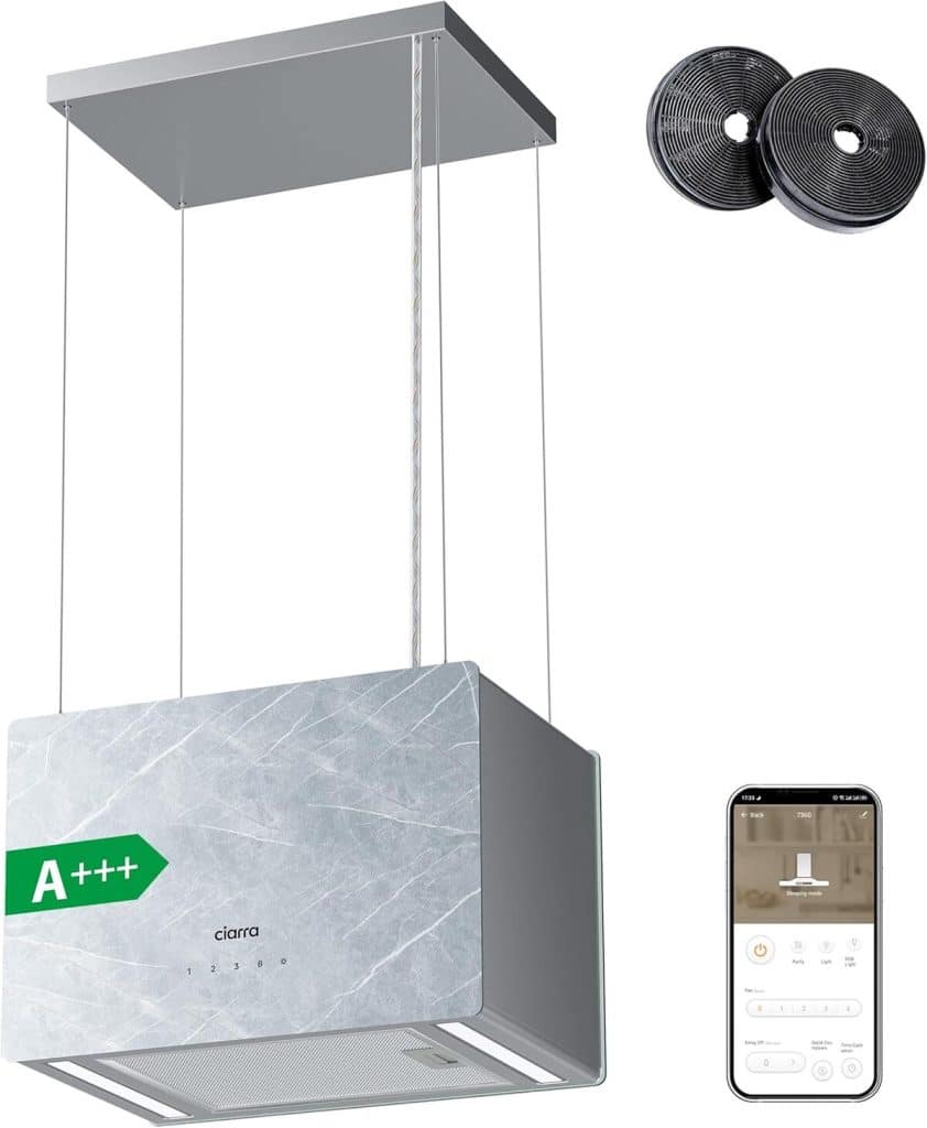 Test : hotte îlot Ciarra CBCW4850 Wi-Fi 700 m³/h