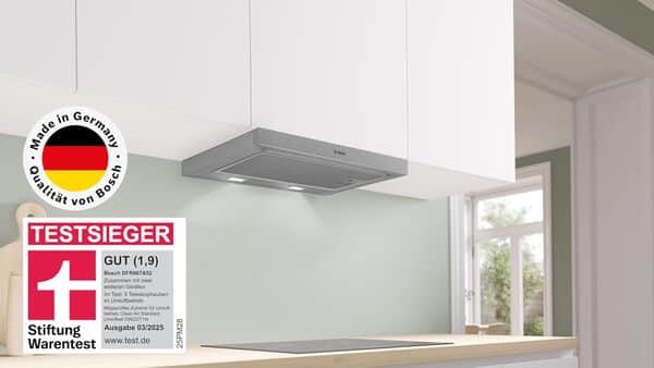 Bosch Serie 4 DFR067A52 hotte Semi-intégrée (semi-encastrée) Argent 399 m³/h A [Classe énergétique A]
