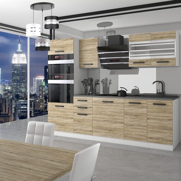 Belini Cuisine Equipee Complete Tracy Muebles de Cuisine Complets - 240 cm. Cuisine Complete sans Plan de Travail, chêne Sonoma