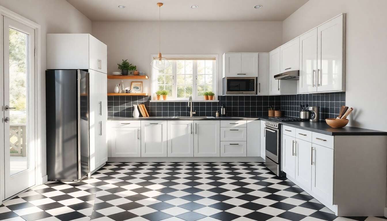 Personnaliser sa cuisine avec des sols en damier