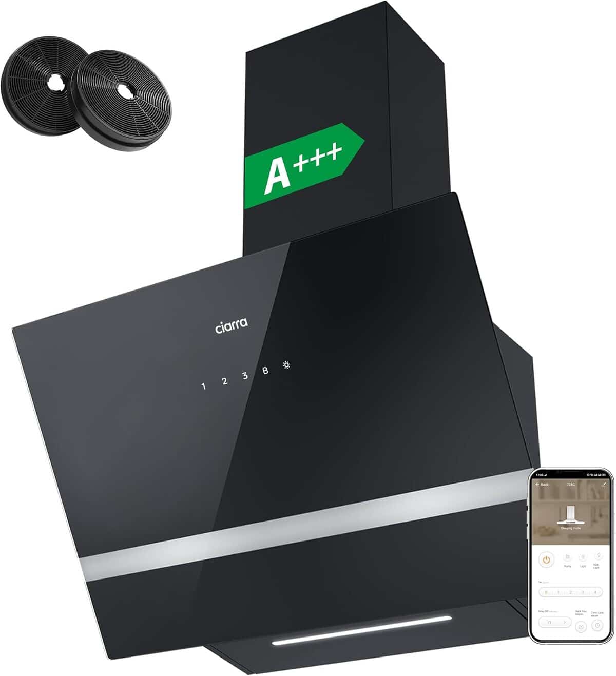 Test : hotte aspirante Ciarra CBCB6736H 650m³/h noire