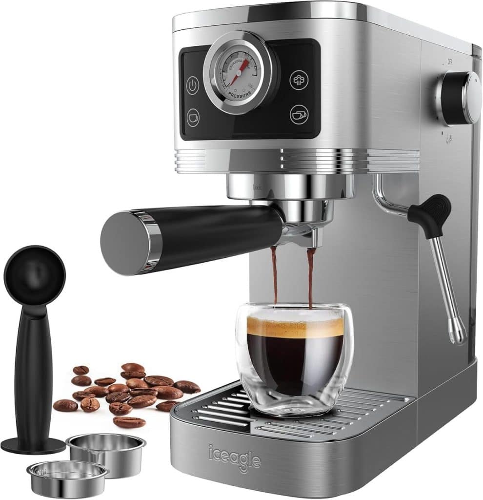 Test : machine à café expresso iceagle 20-Bar, 1350W acier inoxydable
