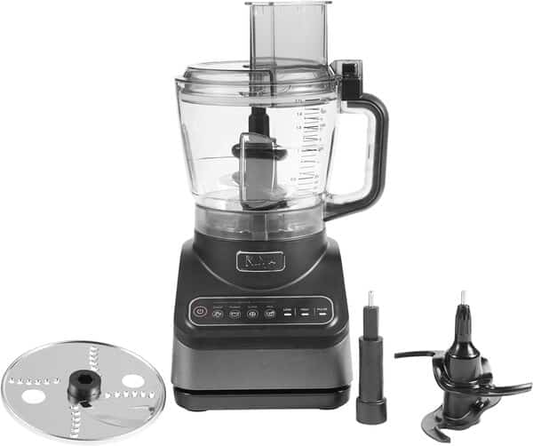 Ninja Robot de cuisine avec 4 programmes automatiques ; hacher, réduire en purée, trancher, mélanger, et 3 vitesses manuelles, bol de 2,1L, 850W, lave-vaisselle, noir BN650EU