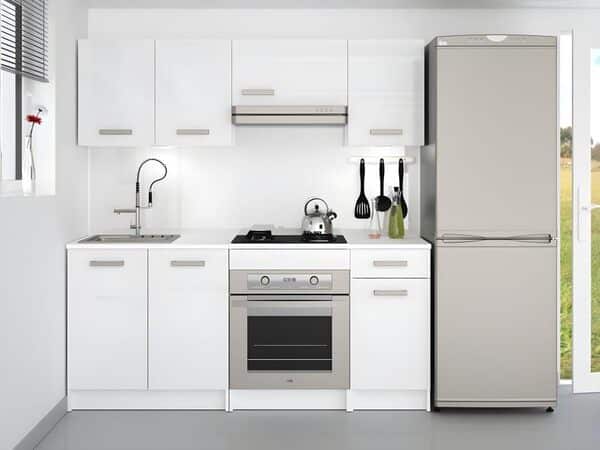 Vente-unique - Cuisine complète - avec Plan de Travail 180 cm - Blanc Brillant - TRATTORIA