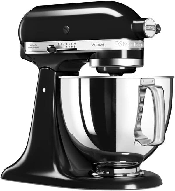 KitchenAid Robot Pâtissier I Artisan I Robot cuisine multifonctions à tête inclinable I Avec 4 accessoires I 4,8L, Noir