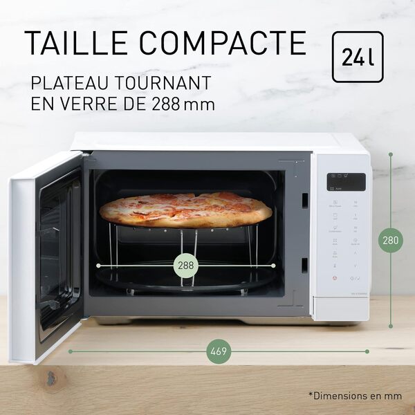 Panasonic NN-K35NWMEPG, Four à Micro-Ondes Gril, 24 Litres, Puissance de 900W, 8 Programmes Automatiques, Cuisson combinée, Blanc