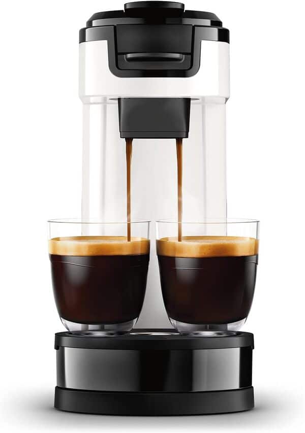 Philips Senseo Switch HD6592/04 Machine à café à dosettes et filtre 2 en 1, technologie d'infusion 2 en 1, réservoir d'eau de 1 litre, 7 tasses en une seule fois, couleur : blanc