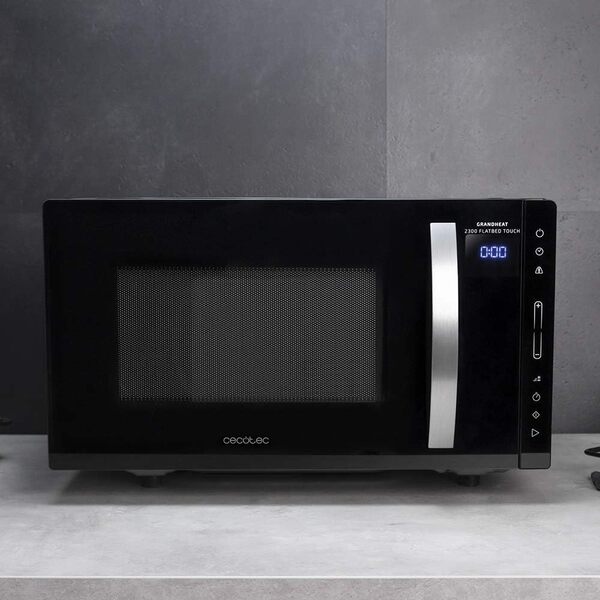 Cecotec Micro-ondes sans plaque GrandHeat 2300 Flatbed Touch Black. Capacité 23 litres, Puissance 800 W, 8 fonctions préréglées, Minuterie jusqu'à 95 min. [Classe énergétique A+]