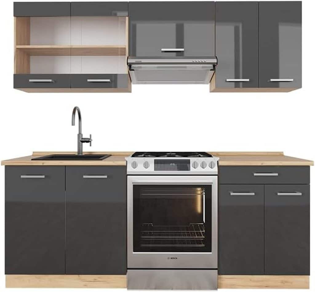 Test Vicco Cuisine R-Line : anthracite brillant et chêne doré