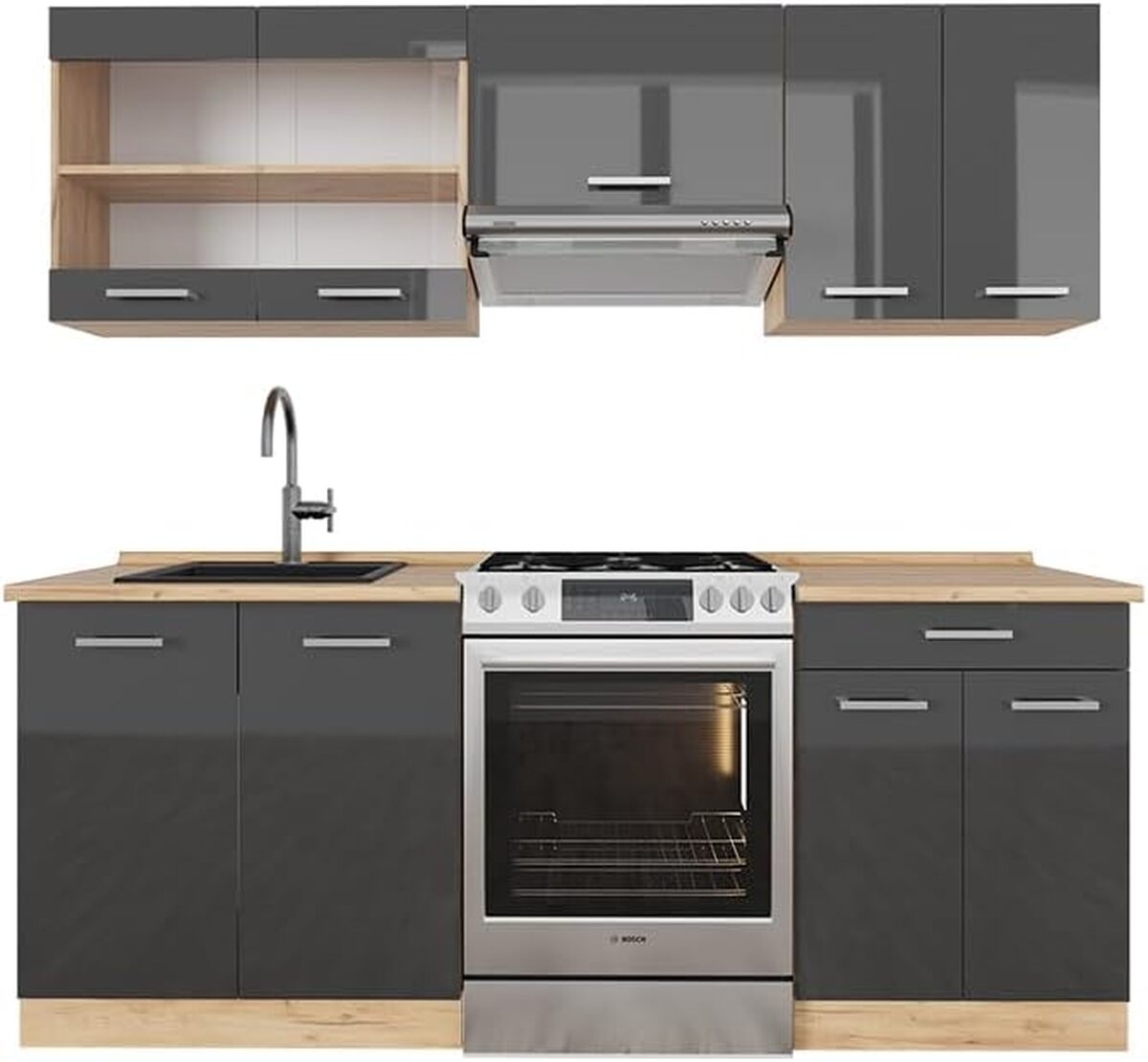 Test Vicco Cuisine R-Line : anthracite brillant et chêne doré