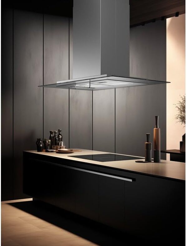 BELDEKO - Hotte îlot aspirante 90 cm INOX - Minuteur - Débit 556 m3/h - 3 vitesses - LUDIA 90 XS [Classe énergétique A]