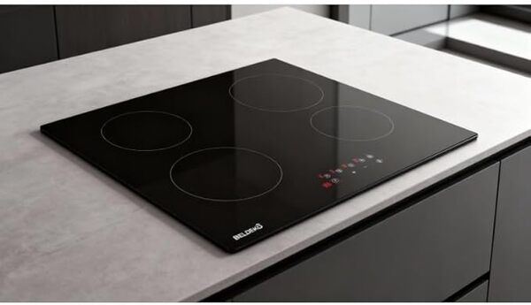 Table de cuisson vitrocéramique 3 foyers – Minuteur – BELDEKO – encastrable – surface verre noire – commande tactile – cuisson rapide