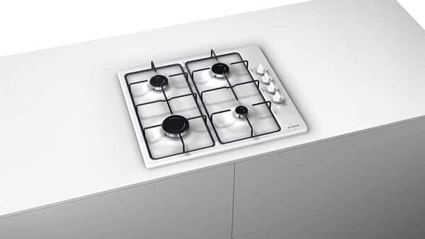 Bosch PBP6B2B80 Plaque à gaz Série 2 - Plaque de cuisson encastrable 4 Feux - 60 cm - Puissance 7400 W - Blanc