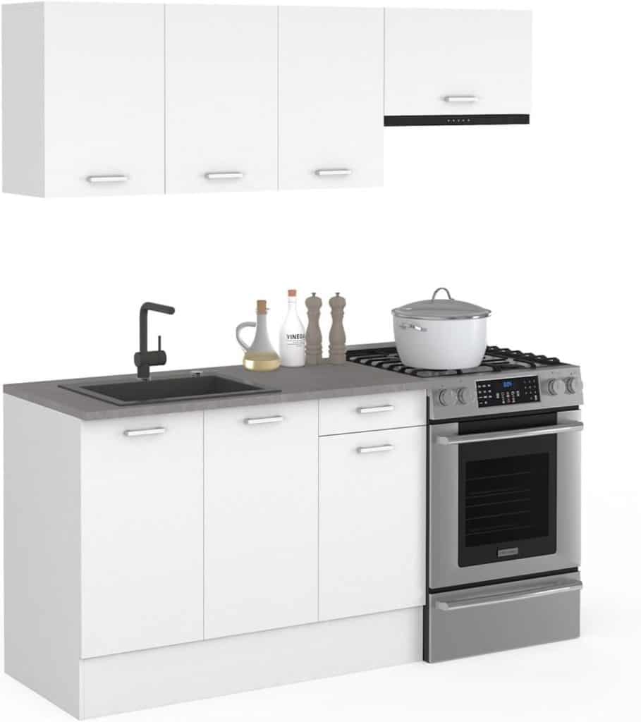 Test : cuisine complète 180 cm SUBTIL IDMarket blanc béton