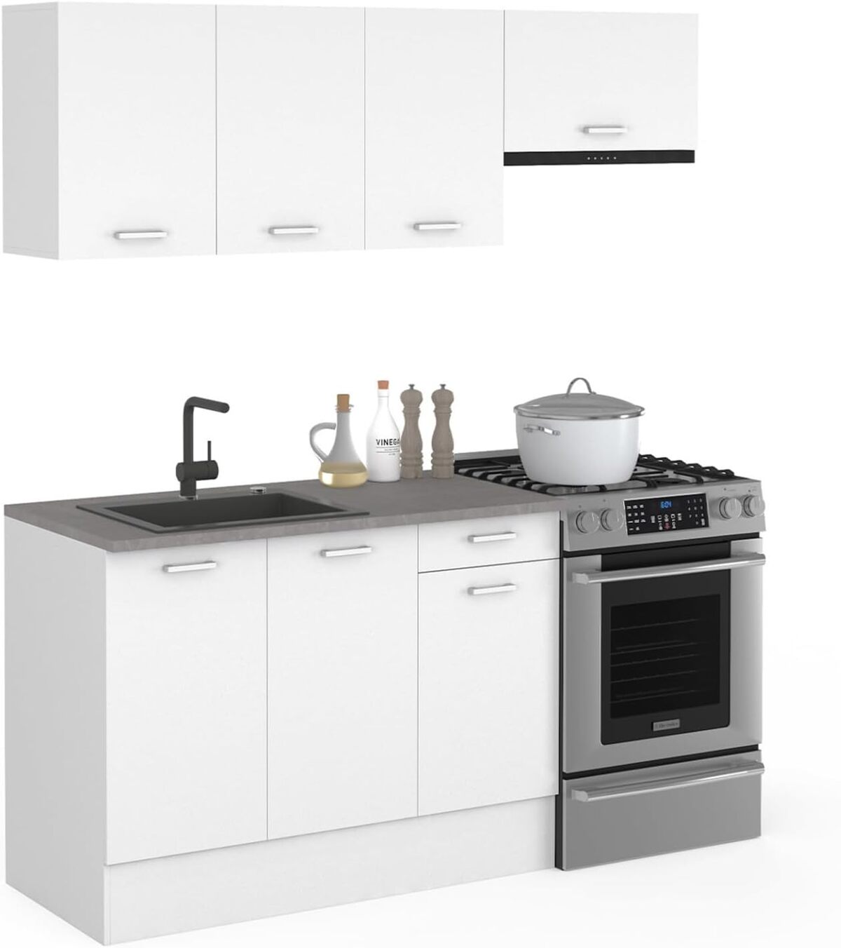 Test : cuisine complète 180 cm SUBTIL IDMarket blanc béton