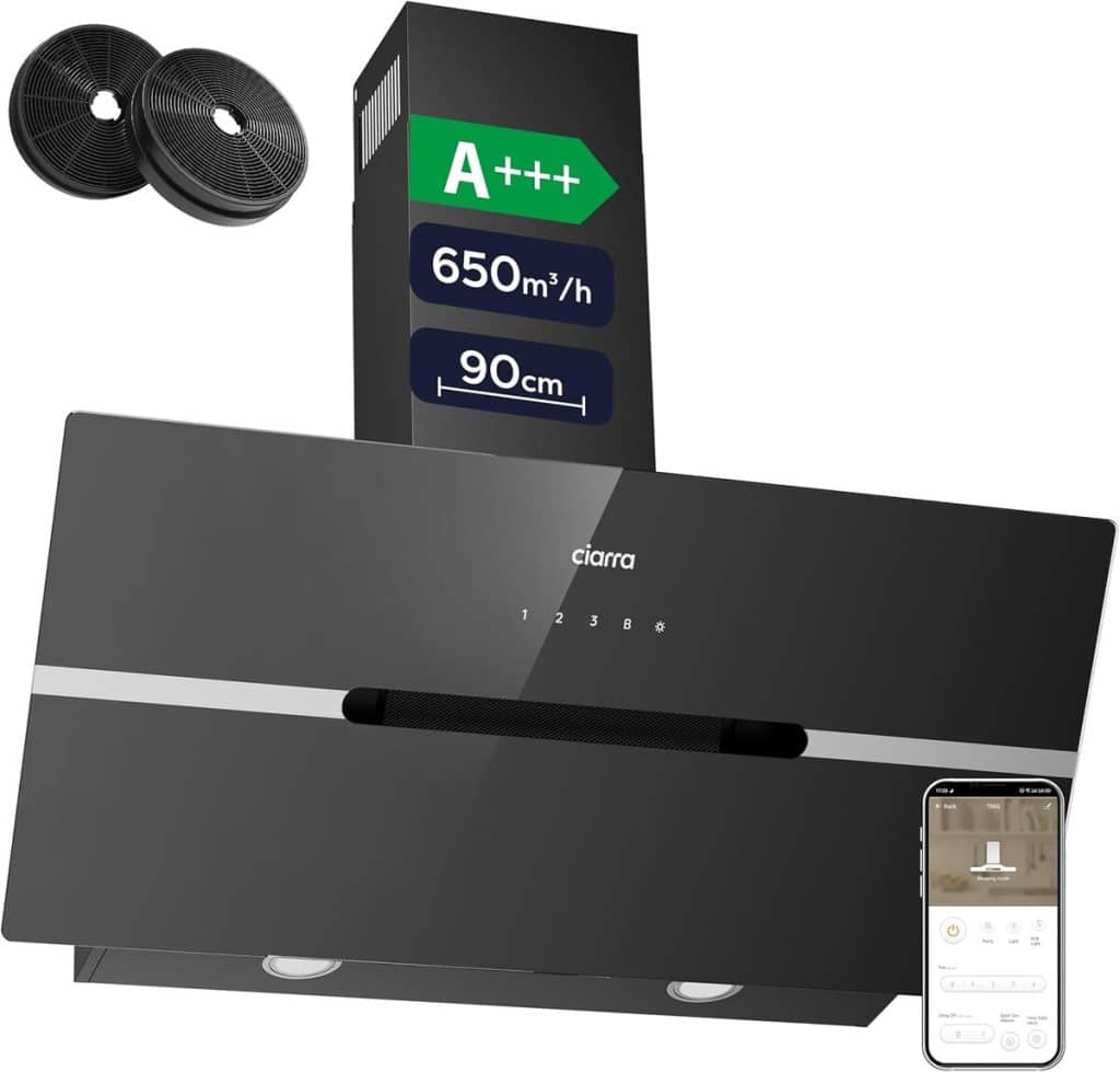 Test : hotte inclinée Ciarra CBCB9736F 650m³/h noire