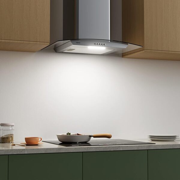 Ciarra CBCS6506B Hotte Aspirante Classe A+++ 60cm 650m³/h -Avec Filtres à Charbon - 3 Vitesses - Recyclage ou Evacuation- Hotte Décorative Murale [Classe énergétique A+++]