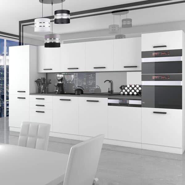Belini Naomi Cuisine Équipée Complète - 360 cm Avec Plan de Travail, Blanc Mat
