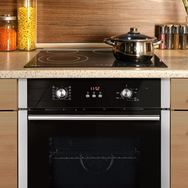 Cuisinière | 60cm Four encastrable BO8805SS | 59cm Plaque Eletrique CH5901RL | Gril | Air chaud | Timer automatique | Double Vitrage d'isolation thermique | Sécurité enfant | SET8805CH59RL [Classe énergétique A+]