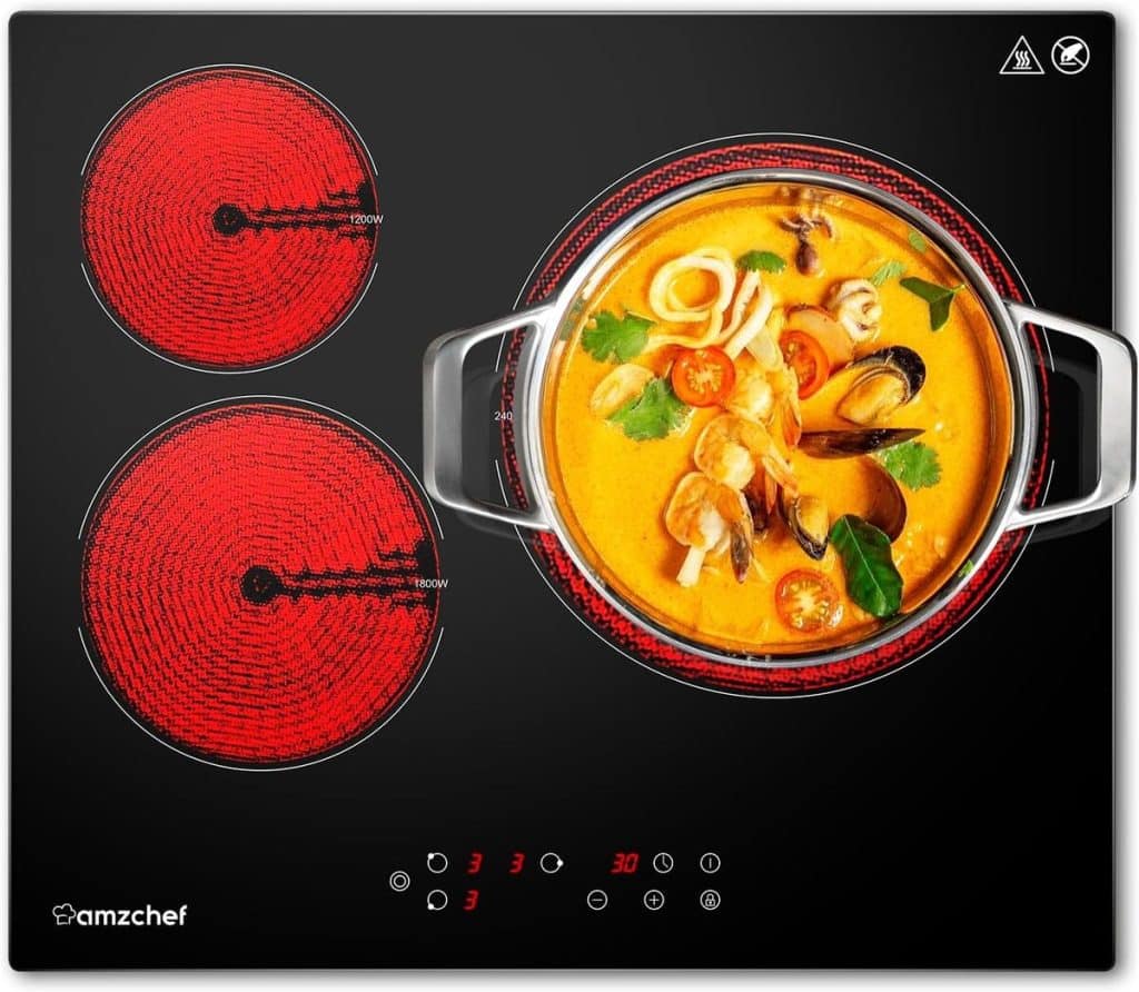 Test de la plaque vitrocéramique 3 feux AMZCHEF 5400W