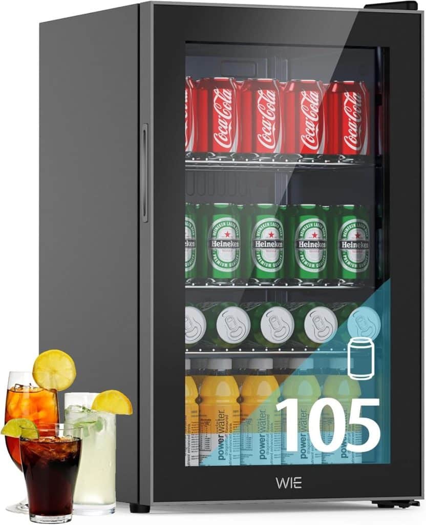Test du mini réfrigérateur à boissons WIE 70L : double porte vitrée ultra silencieuse