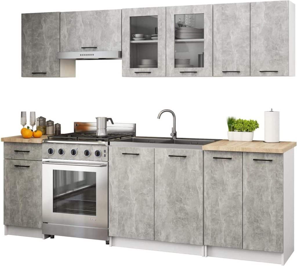 Test : ensemble de meubles cuisine AKORD 2.4m blanc