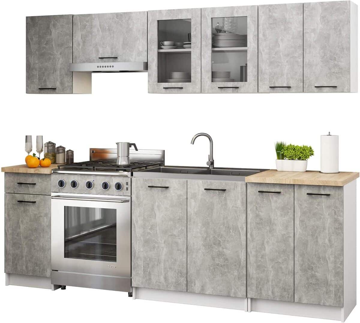 Test : ensemble de meubles cuisine AKORD 2.4m blanc