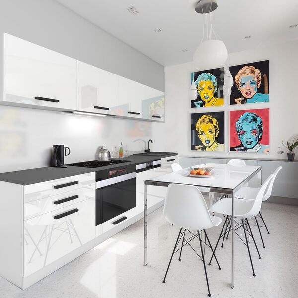 Belini Alice Cuisine Équipée Complète - 240 cm, Sans Plan de Travail, Blanc Très Brillant