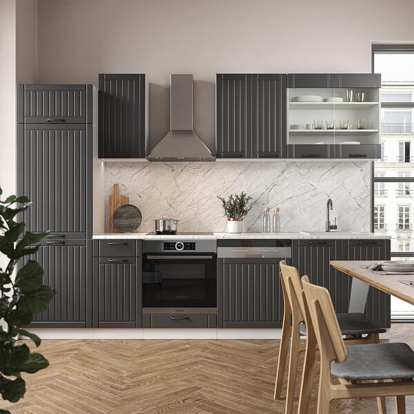 Vicco Cuisine Fame-Line, Anthracite Maison de Campagne/Blanc, 300 cm, PT Anthracite