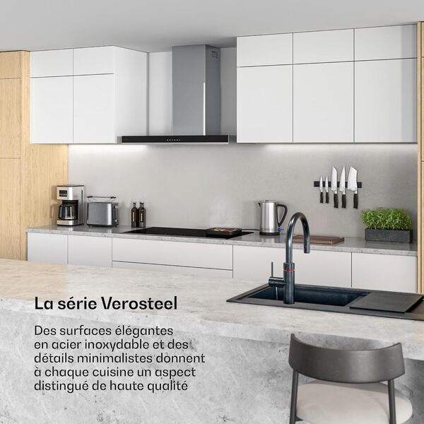 Klarstein Verosteel Plaque Induction 5 Zones, 12200W Boost, Curseur Tactile, Minuterie, Verrouillage Enfant, Verre Noir 90cm