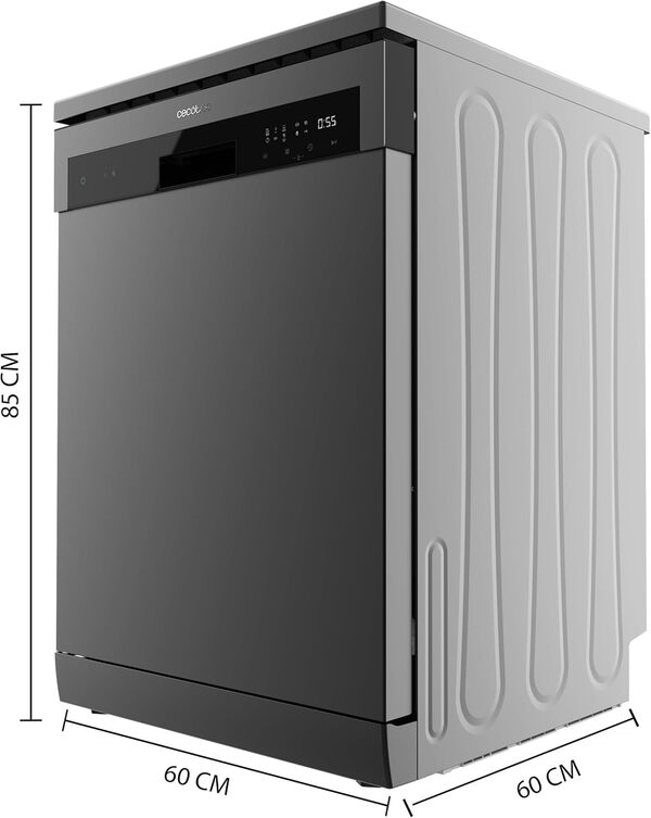 Cecotec Lave-Vaisselle Indépendant de 60 cm Bolero Aguazero 6200 Dark D, 1850W, 14 Couverts, 6 Programmes, Dual Zone Wash, Turbo Dry+, Demi-Charge, Départ Différé, Panneau Tactile [Classe énergétique D]