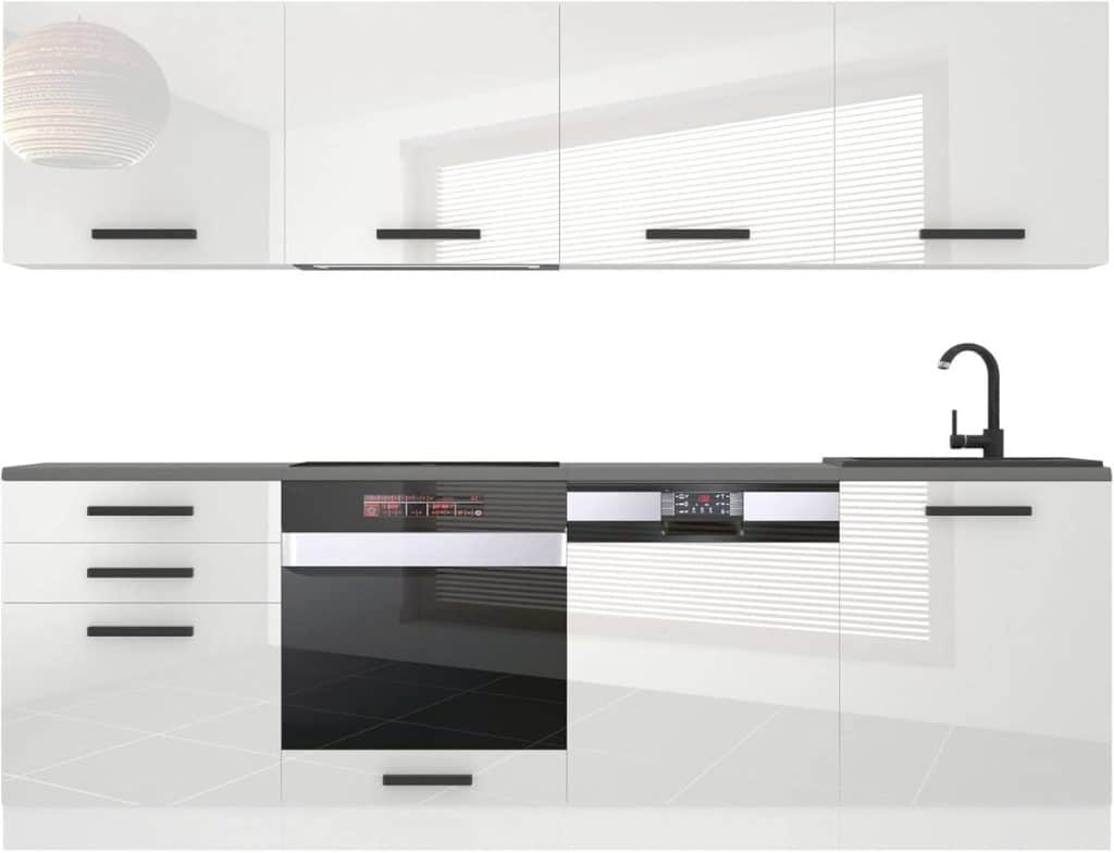Test : belini cuisine complète Alice 240 cm, blanc brillant