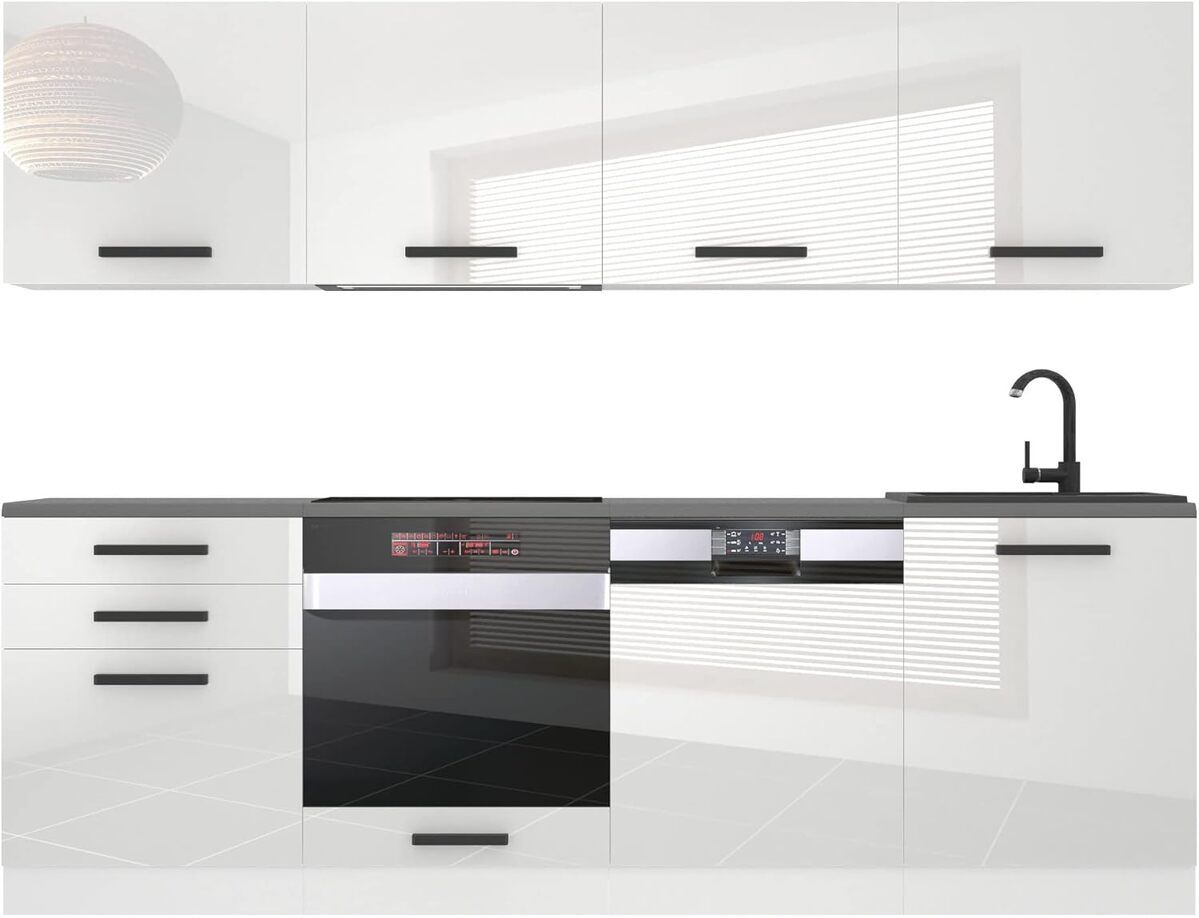 Test : belini cuisine complète Alice 240 cm, blanc brillant