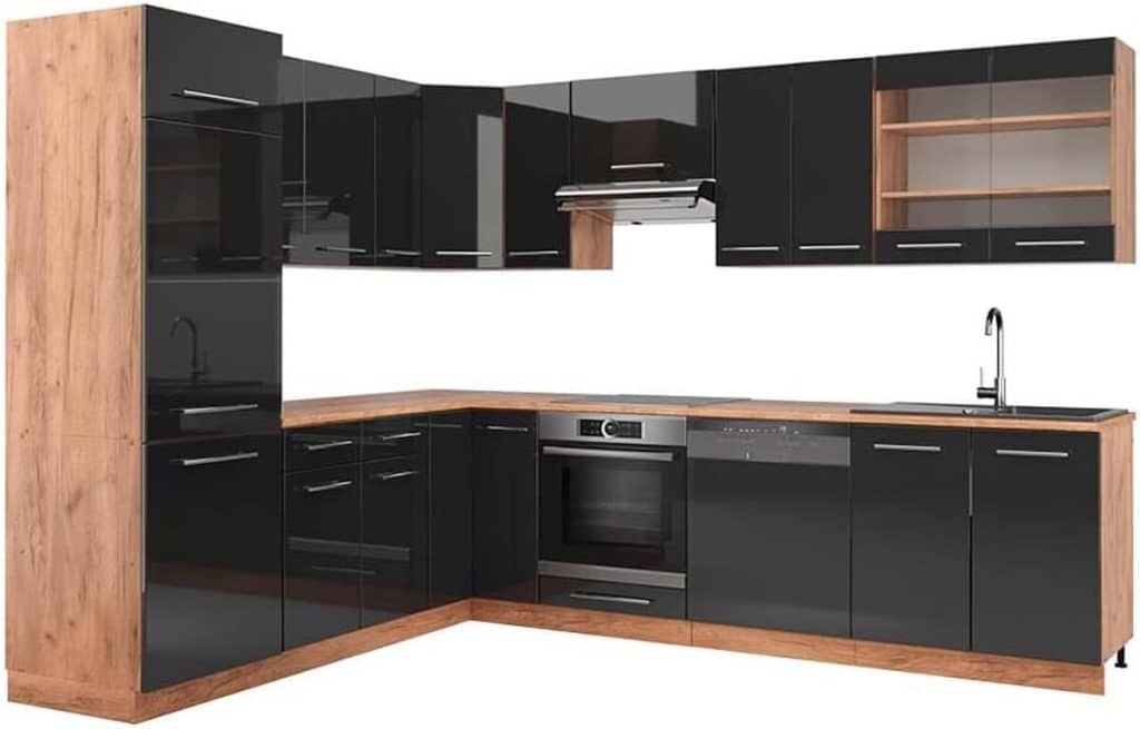 Test de la cuisine d'angle Vicco Fame-Line anthracite/chêne