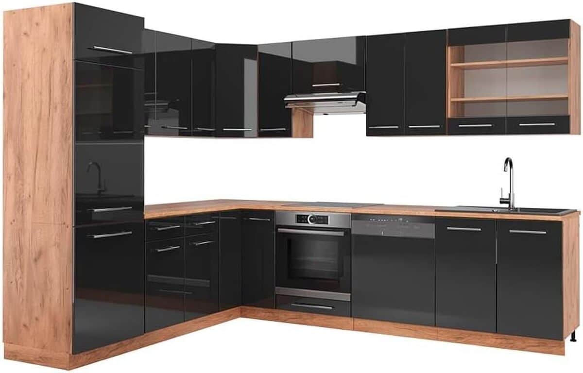 Test de la cuisine d'angle Vicco Fame-Line anthracite/chêne
