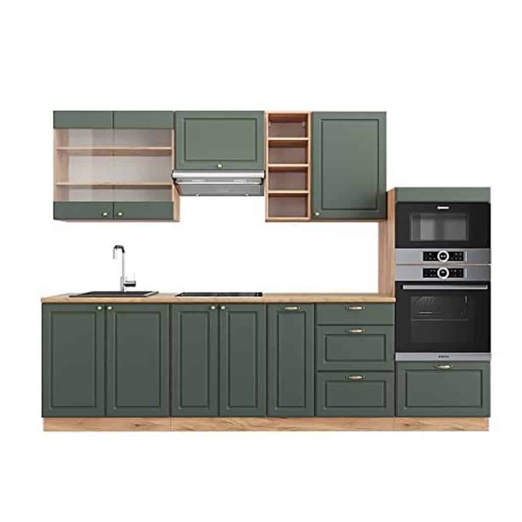 Test de la cuisine Vicco Fame-Line 280 cm : chêne vert et or