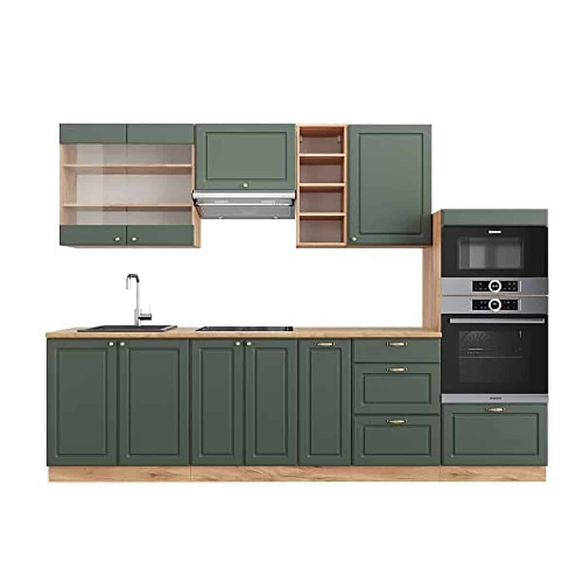 Test de la cuisine Vicco Fame-Line 280 cm : chêne vert et or