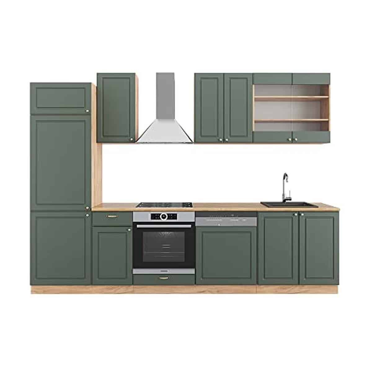 Test de la cuisine Vicco Fame-Line 300 cm chêne doré et vert or