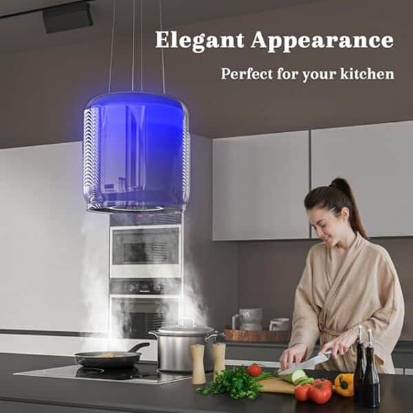 Découvrez la hotte îlot Firegas, alliant design moderne et technologie avancée pour une cuisine élégante et performante.